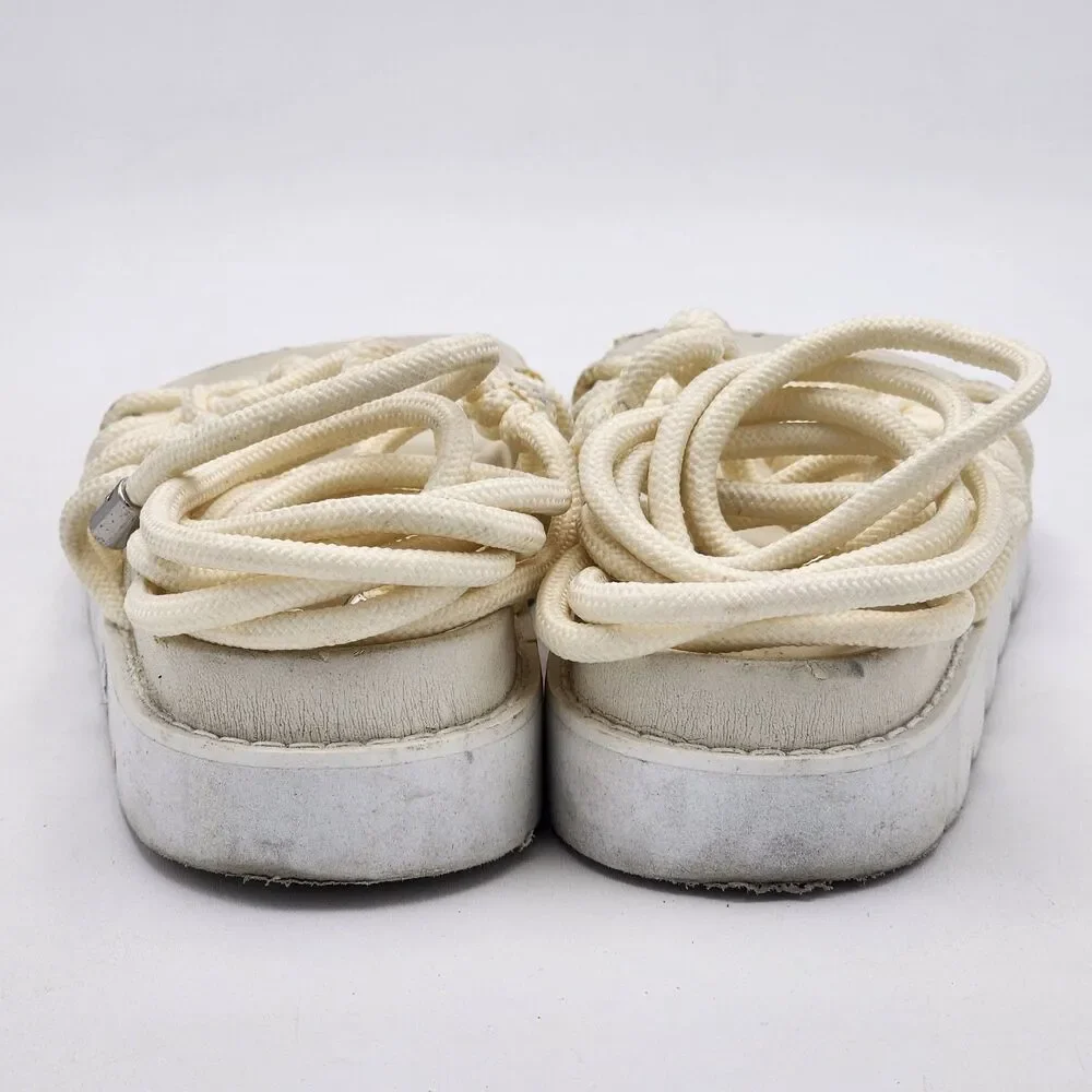 ASOS Design Fizzle Chunky Rope Sandals Platform Wrap Around White Size 7 US 5 UK